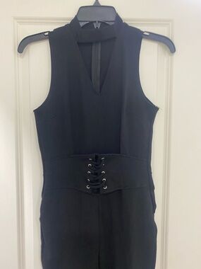 Hot Kiss Black Sleeveless Lace-Up Waist Jumpsuit